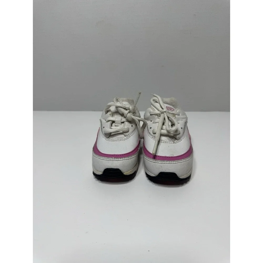 Nike Air Max 90 Shoes Youth Size 4C Pink White FZ3557-100 Mesh Lace‎ Up Sneakers